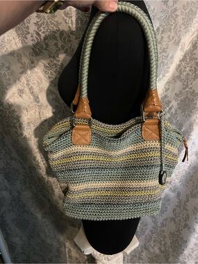 The Sak Multicolor Knit Shoulder Bag with Tan Trim